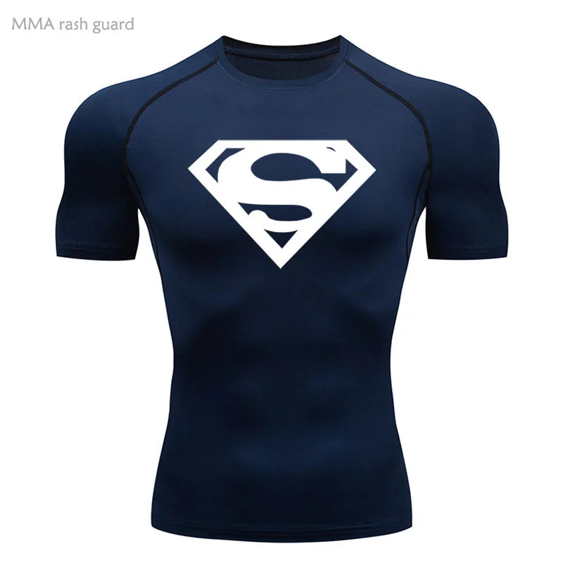 Running T-Shirt Men Compression Shirt Black Gym Top Sports Quick Dry Breathable Sportswear Workout Bodybuilding Short T-Shirts